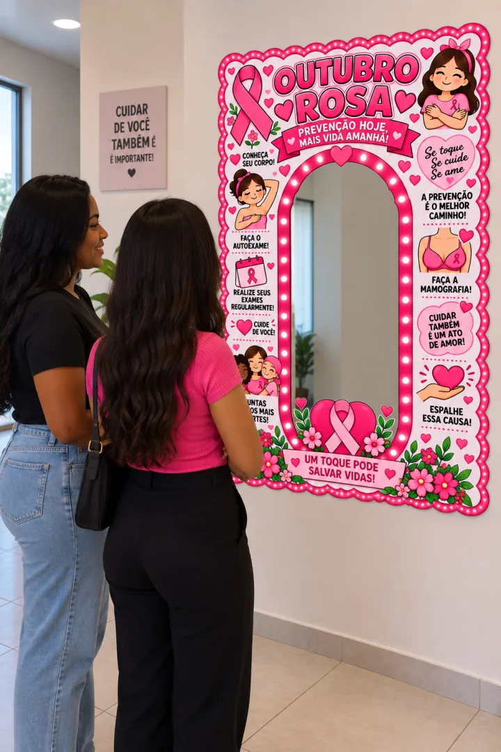 Painel Espelho Outubro Rosa Par Educação Infantil Ao 5º Ano Em PDF — imagem 5