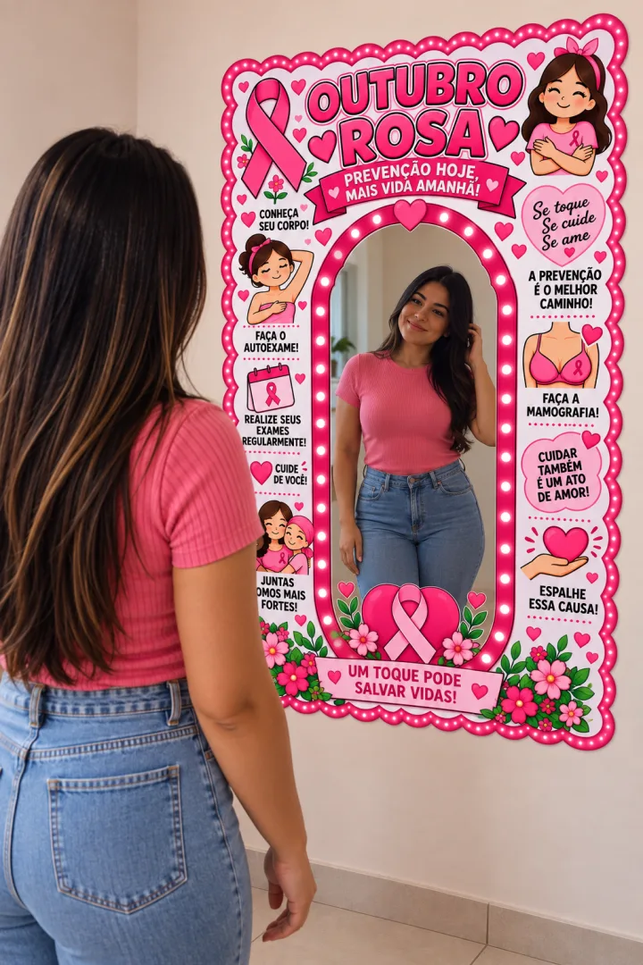 Painel Espelho Outubro Rosa Par Educação Infantil Ao 5º Ano Em PDF — imagem 3