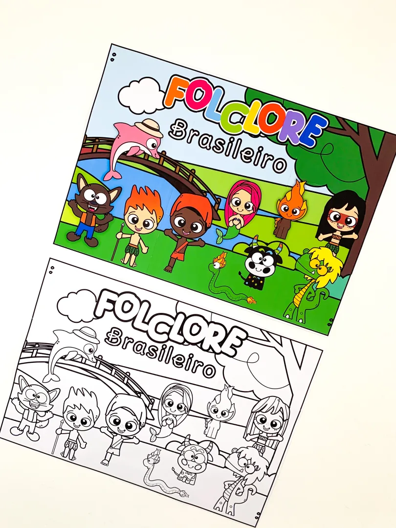 Painel Folclore - Colorido e para Colorir — imagem 3