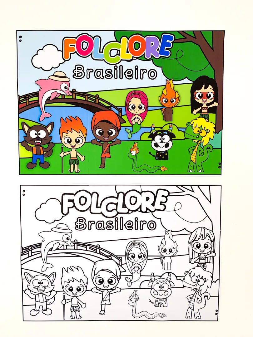 Painel Folclore - Colorido e para Colorir — imagem 4