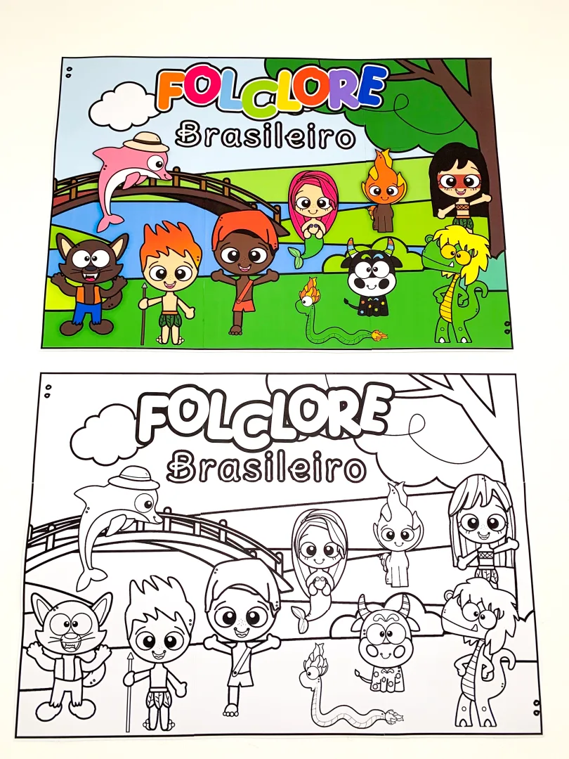 Painel Folclore - Colorido e para Colorir — imagem 5