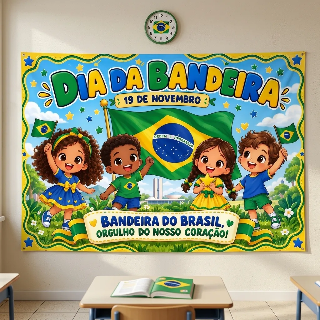 Painel Infantil Dia da Bandeira do Brasil - PDF A4 (8 ou 18 folhas) — imagem 3