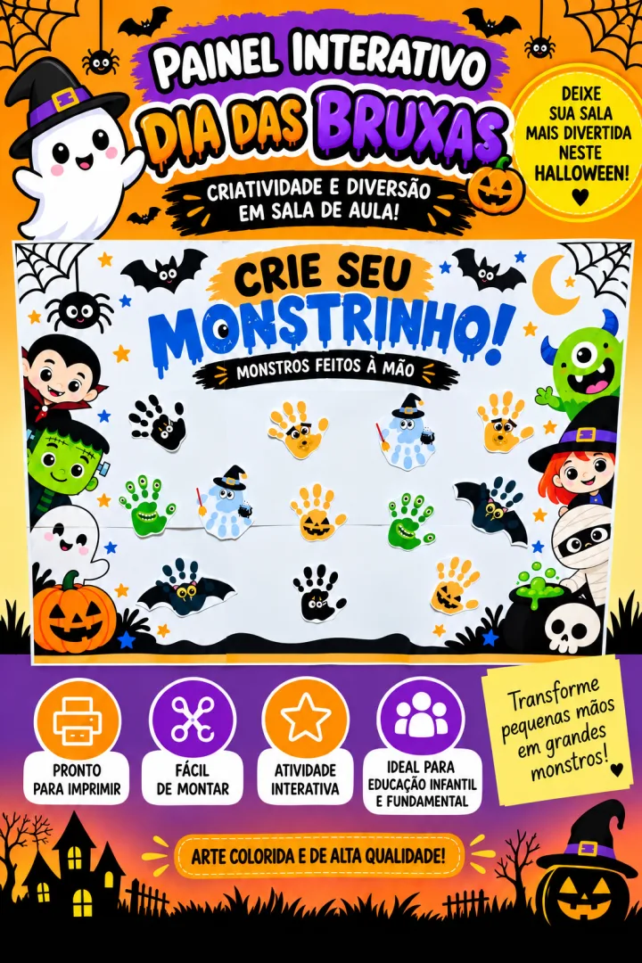 Painel Interativo de Halloween – “Crie seu Monstrinho!” em PDF — imagem 3