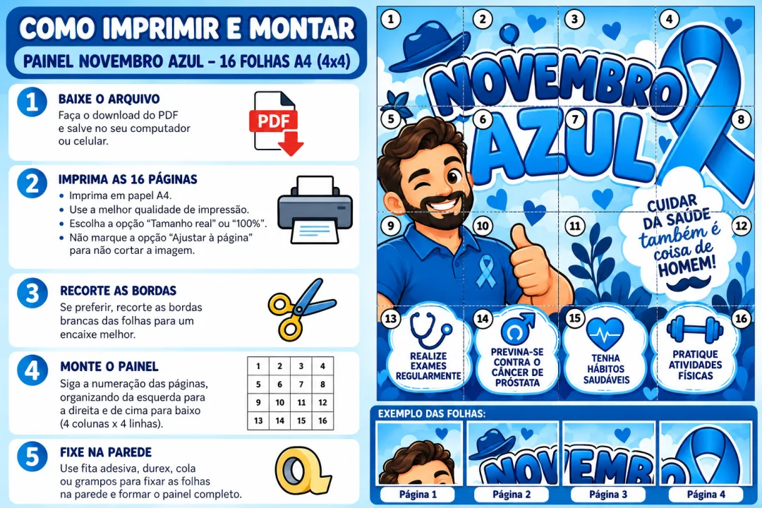 Painel Novembro Azul e Lembrancinhas PDF - 20 Páginas — imagem 4