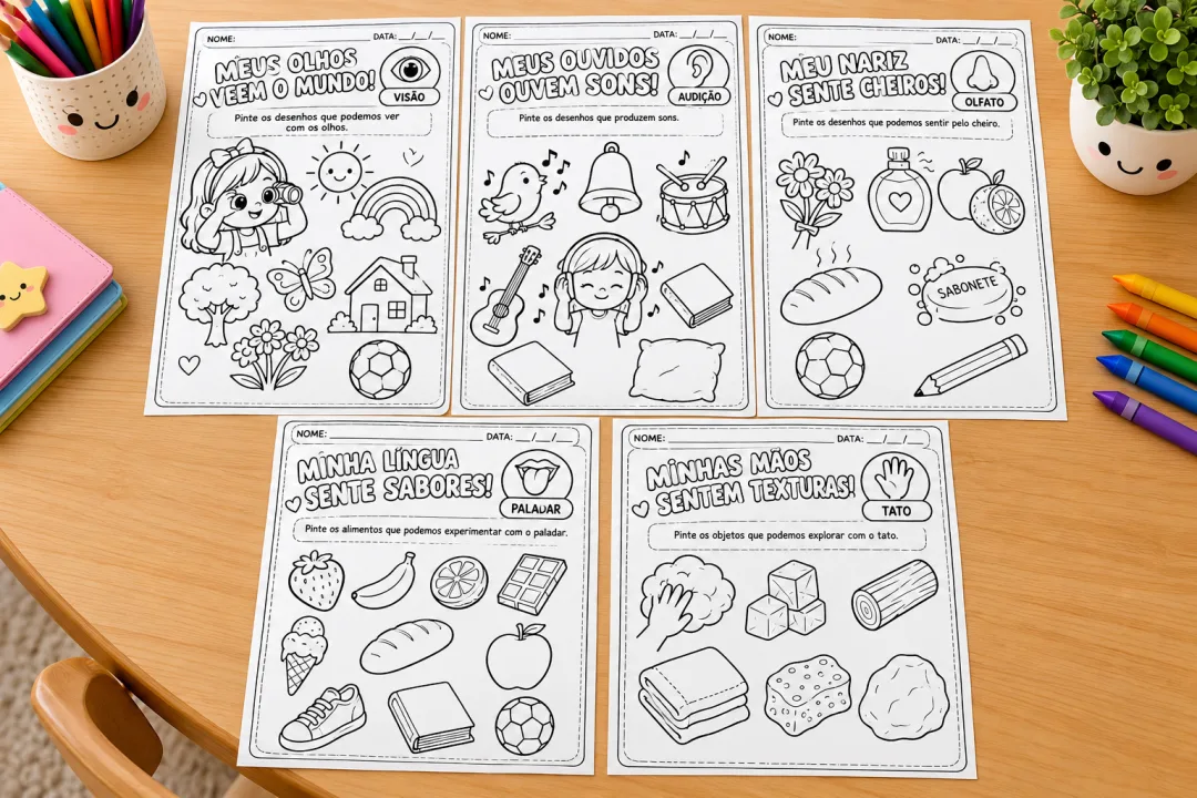 Painel os 5 Sentidos + 5 Atividades Educação Infantil e 1º Ano em PDF — imagem 3