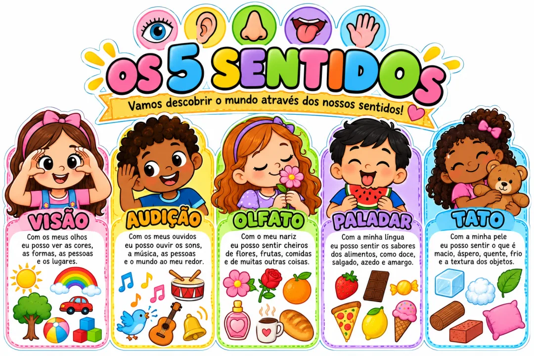 Painel os 5 Sentidos + 5 Atividades Educação Infantil e 1º Ano em PDF — imagem 4