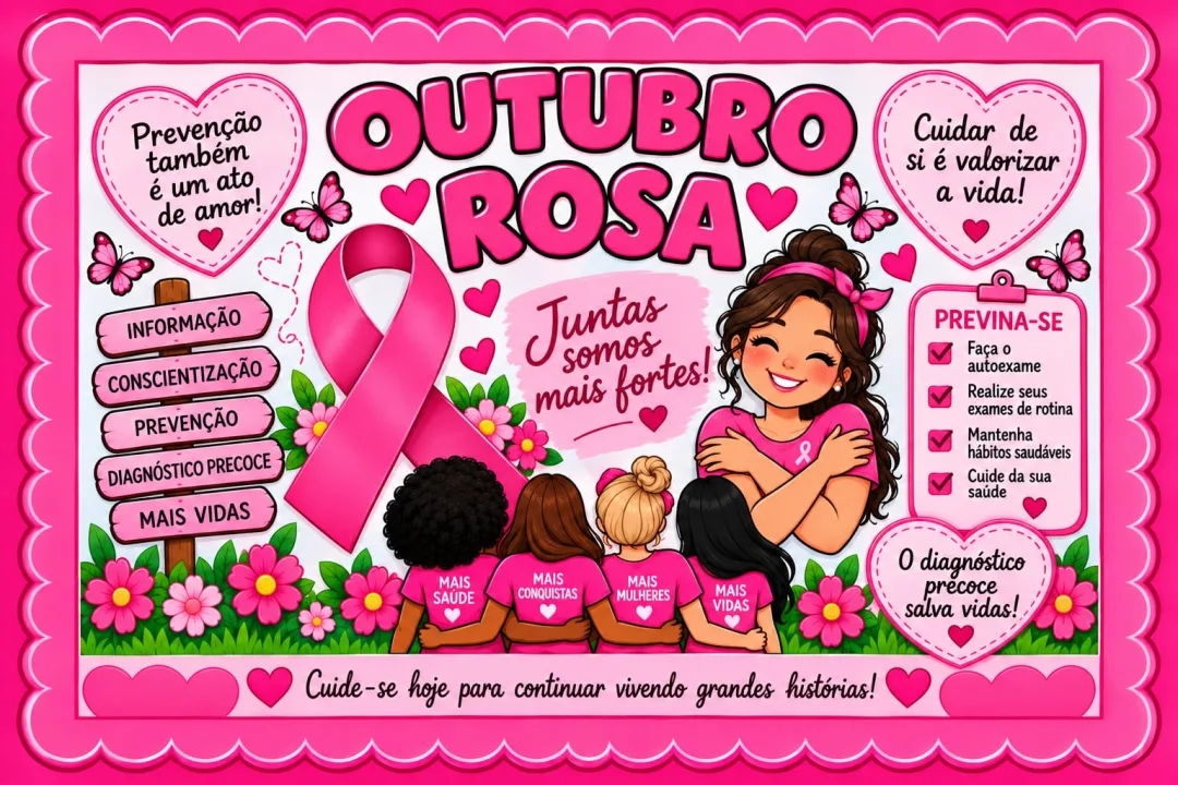 Painel Outubro Rosa - 30 Páginas - PDF - Educação Fundamental Especial — imagem 3