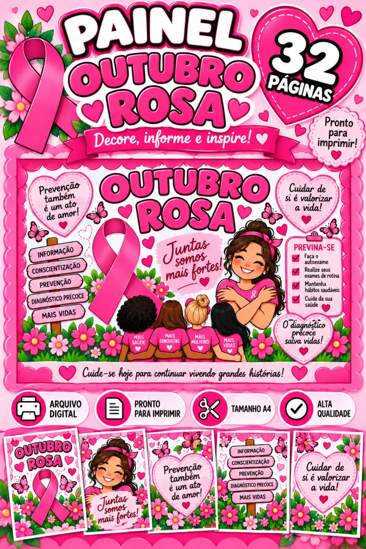 Painel Outubro Rosa - 30 Páginas - PDF - Educação Fundamental Especial — imagem 5