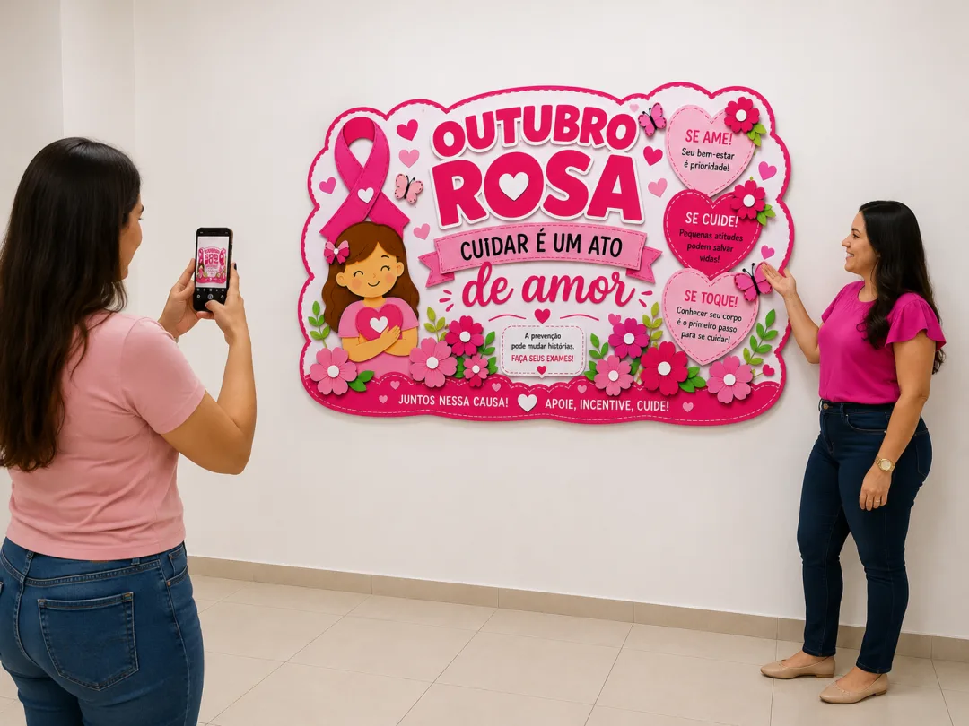 PAINEL OUTUBRO ROSA — CUIDAR É UM ATO DE AMOR — imagem 2