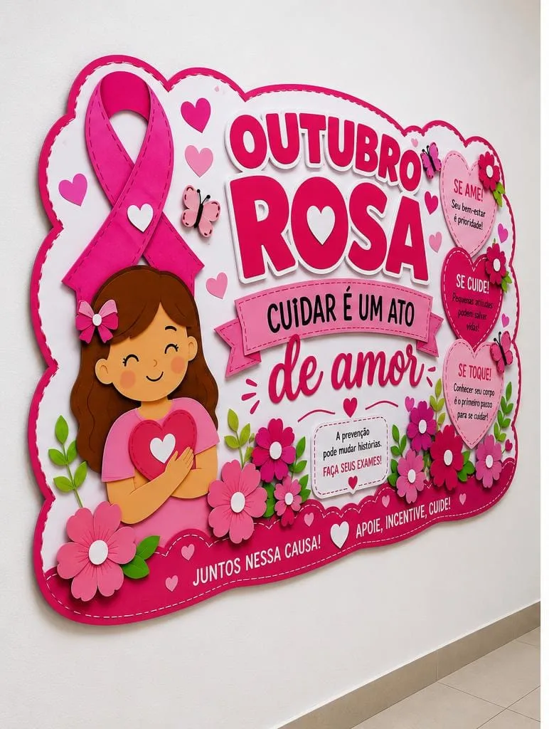 PAINEL OUTUBRO ROSA — CUIDAR É UM ATO DE AMOR — imagem 3