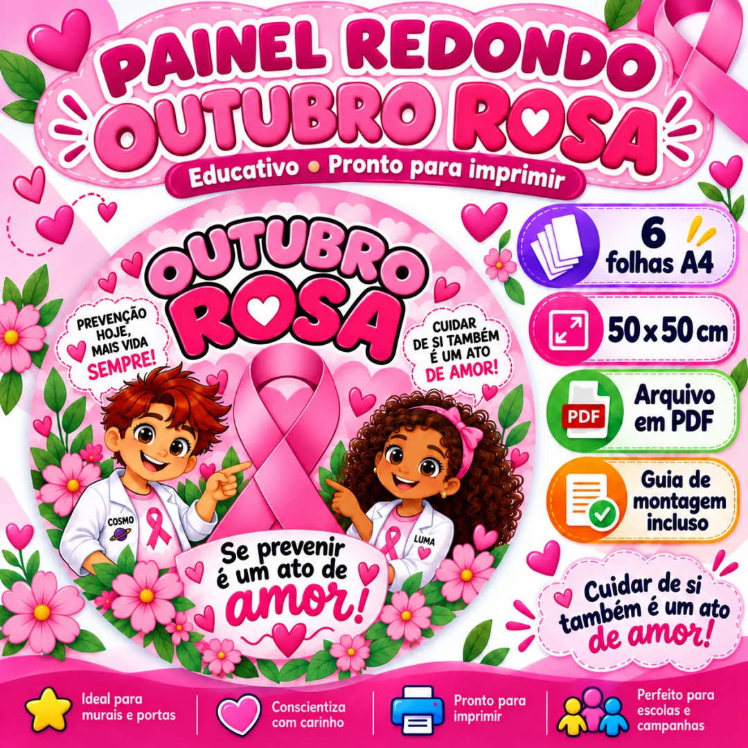 Painel Outubro Rosa PP - Educação Infantil em PDF — imagem 2