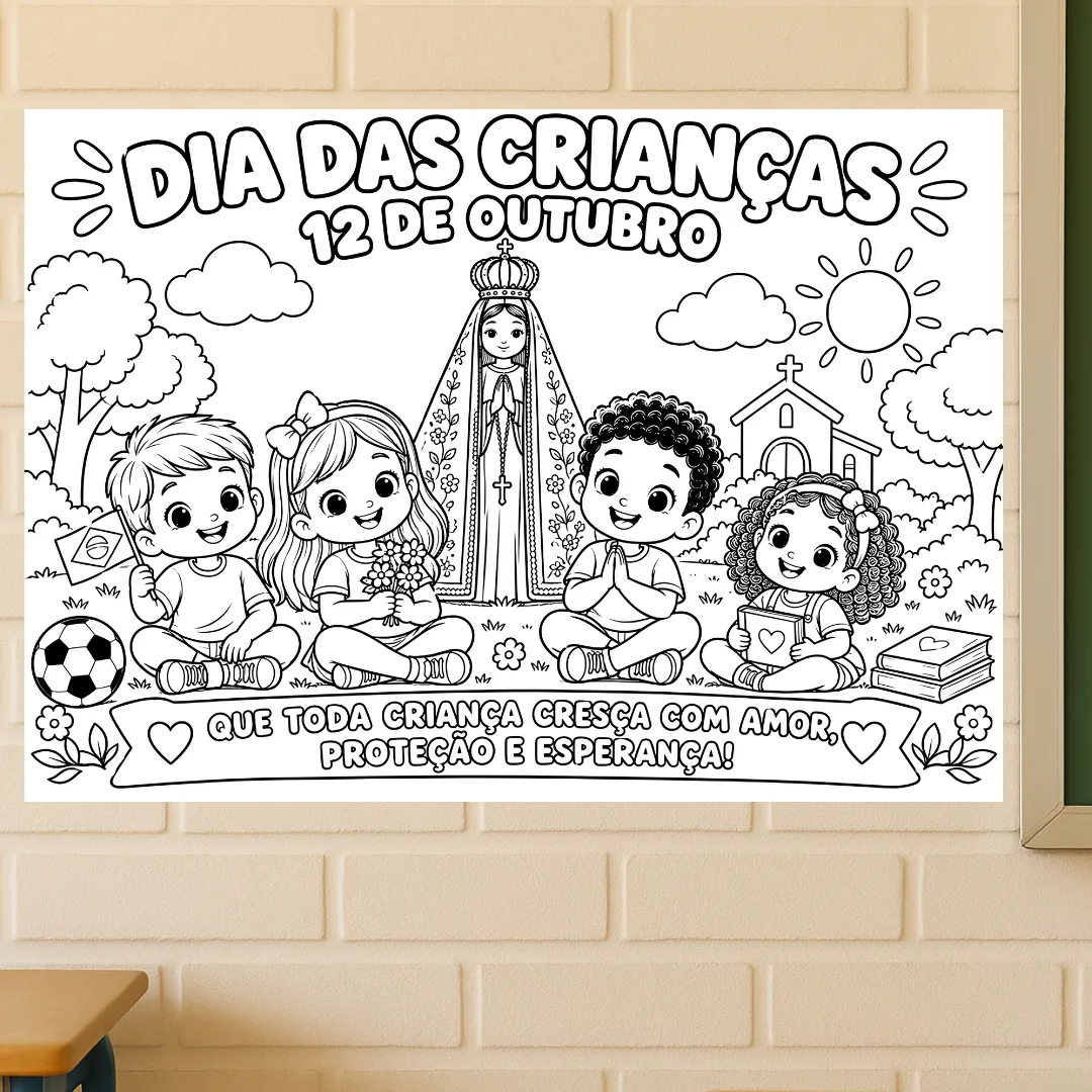 Painel para Colorir Dia das Crianças e Nossa Senhora Aparecida em PDF — imagem 4