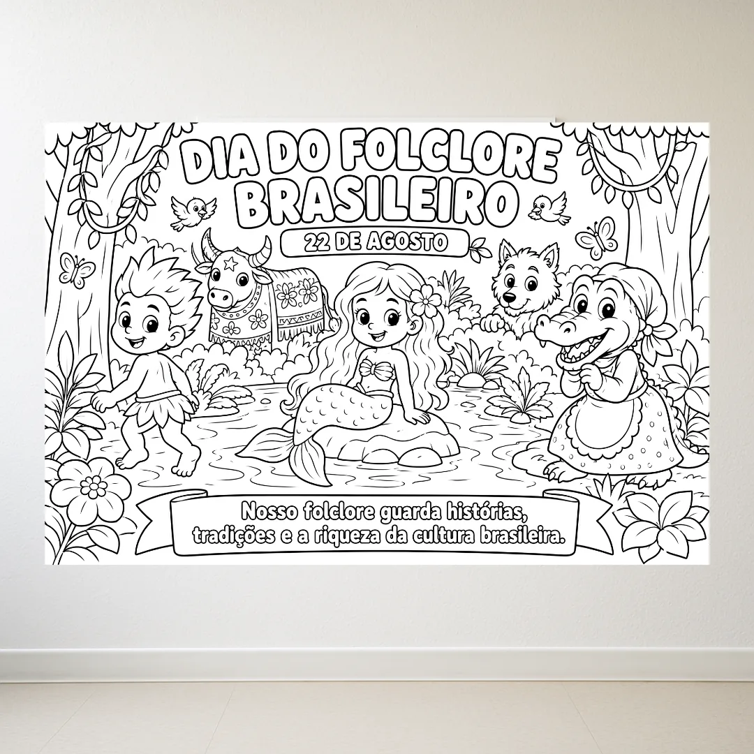 Painel para Colorir – Dia do Folclore Brasileiro (8 ou 18 Folhas A4) — imagem 3
