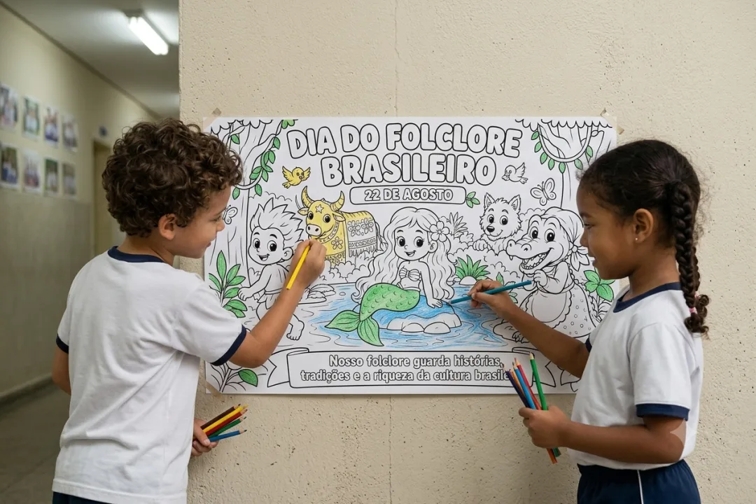 Painel para Colorir – Dia do Folclore Brasileiro (8 ou 18 Folhas A4) — imagem 2