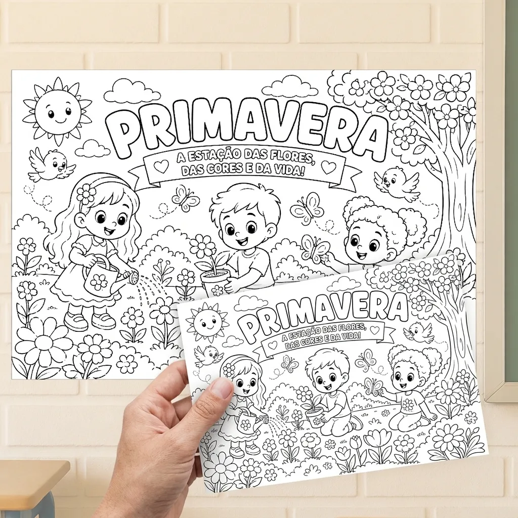 Painel para colorir Primavera (8 ou 18 folhas) + Atividade Individual — imagem 2