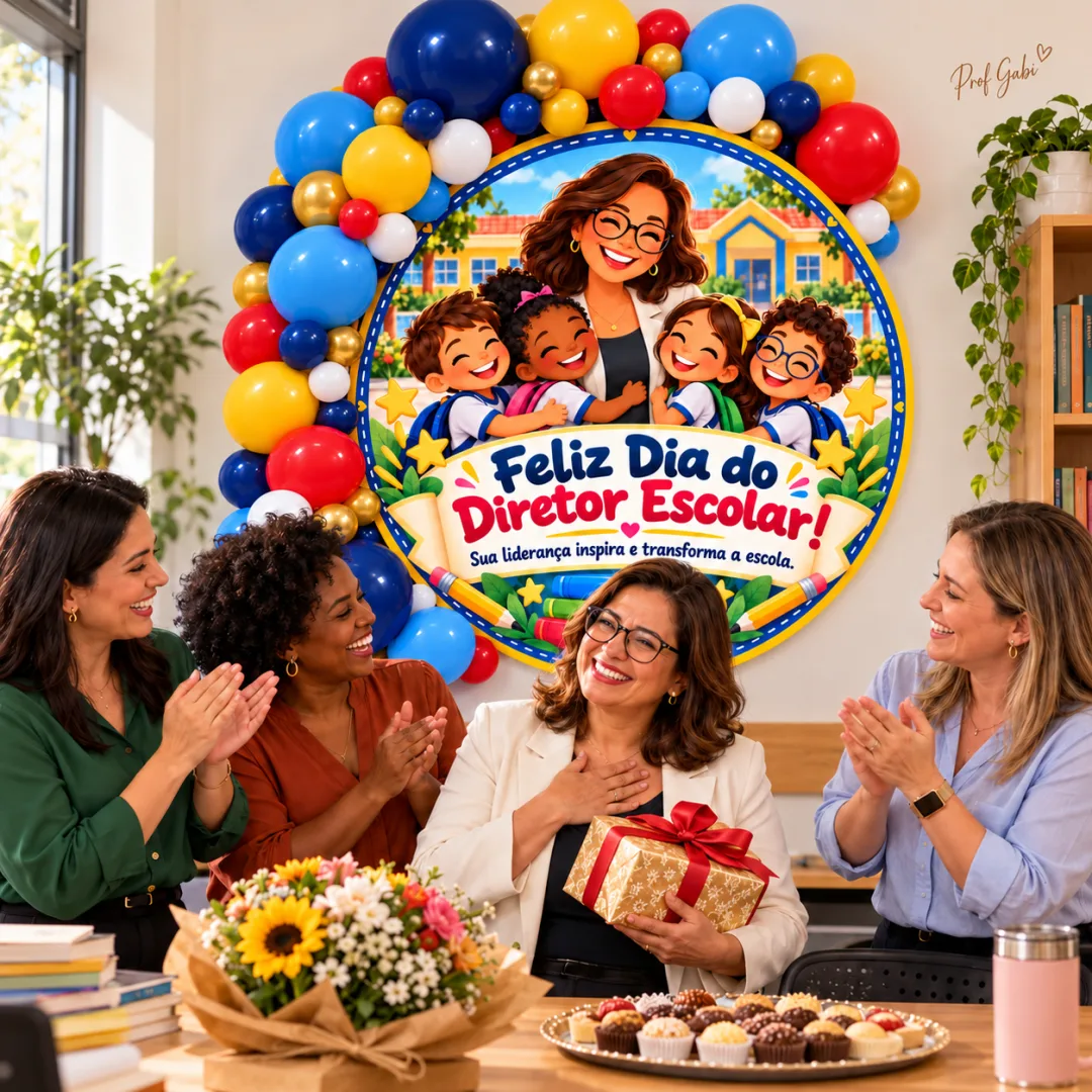 Painel Redondo Dia do Diretor Escolar em PDF — imagem 2