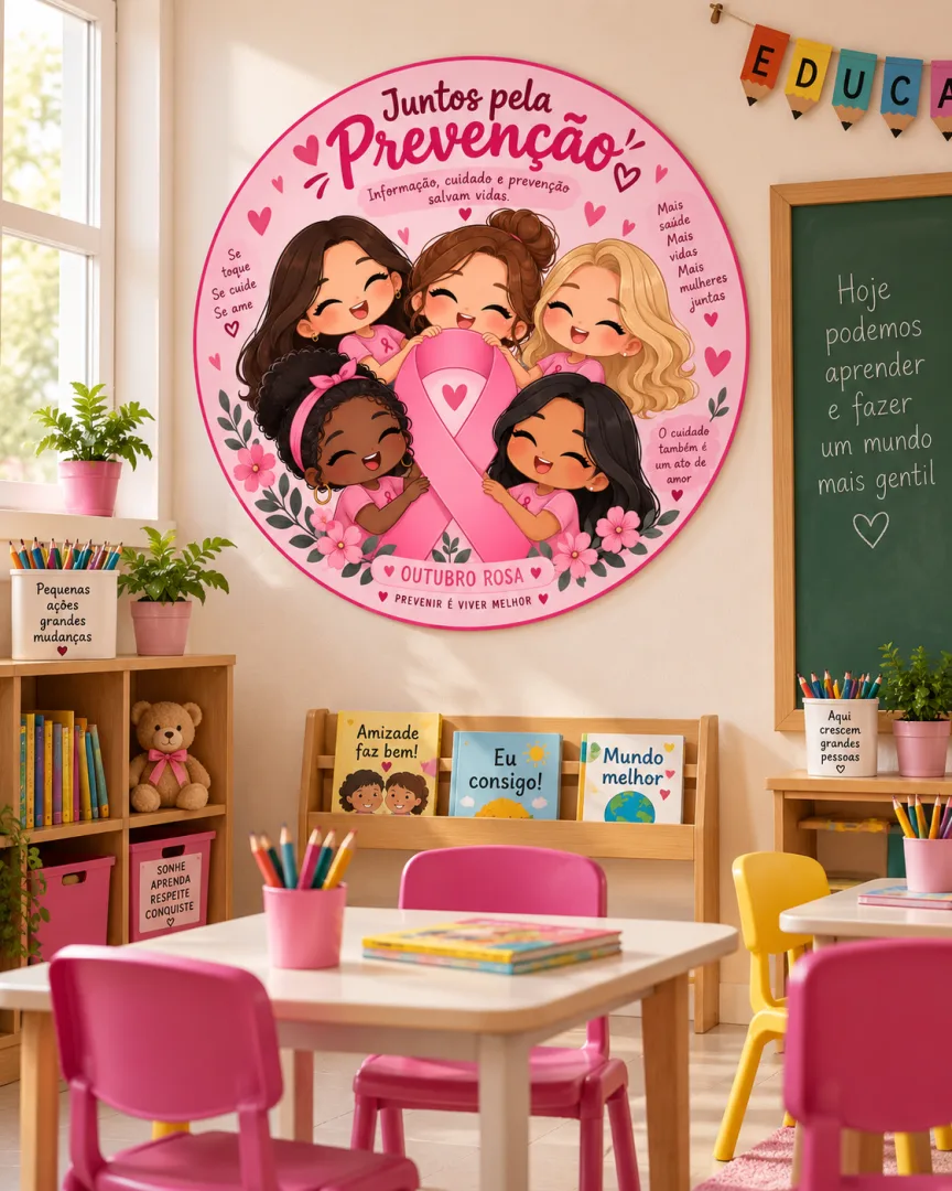 PAINEL REDONDO OUTUBRO ROSA – JUNTOS PELA PREVENÇÃO 🎀💗 — imagem 4