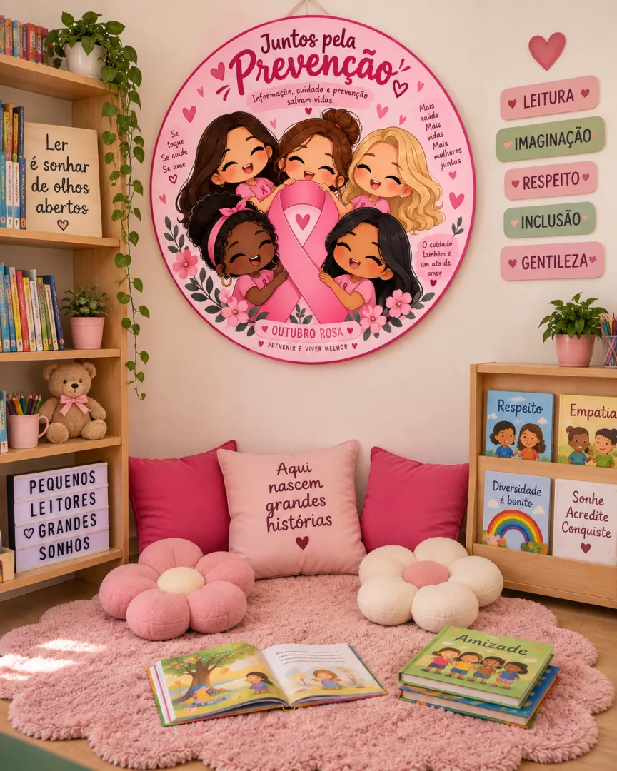 PAINEL REDONDO OUTUBRO ROSA – JUNTOS PELA PREVENÇÃO 🎀💗 — imagem 3