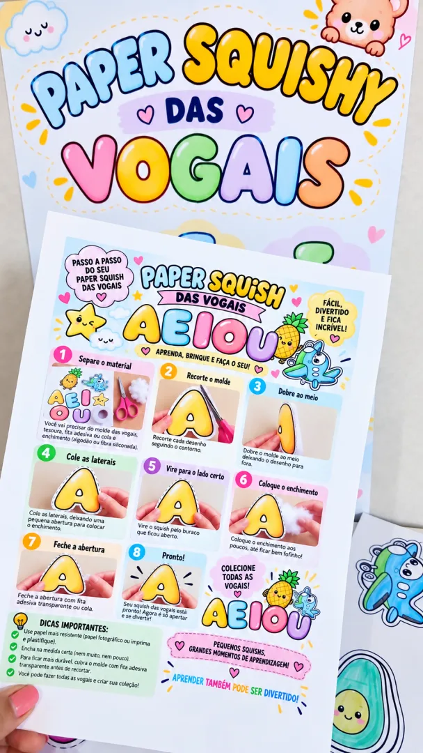 Paper Squishy Das Vogais– Kit Lúdico Para Educação Infantil Em PDF! — imagem 5