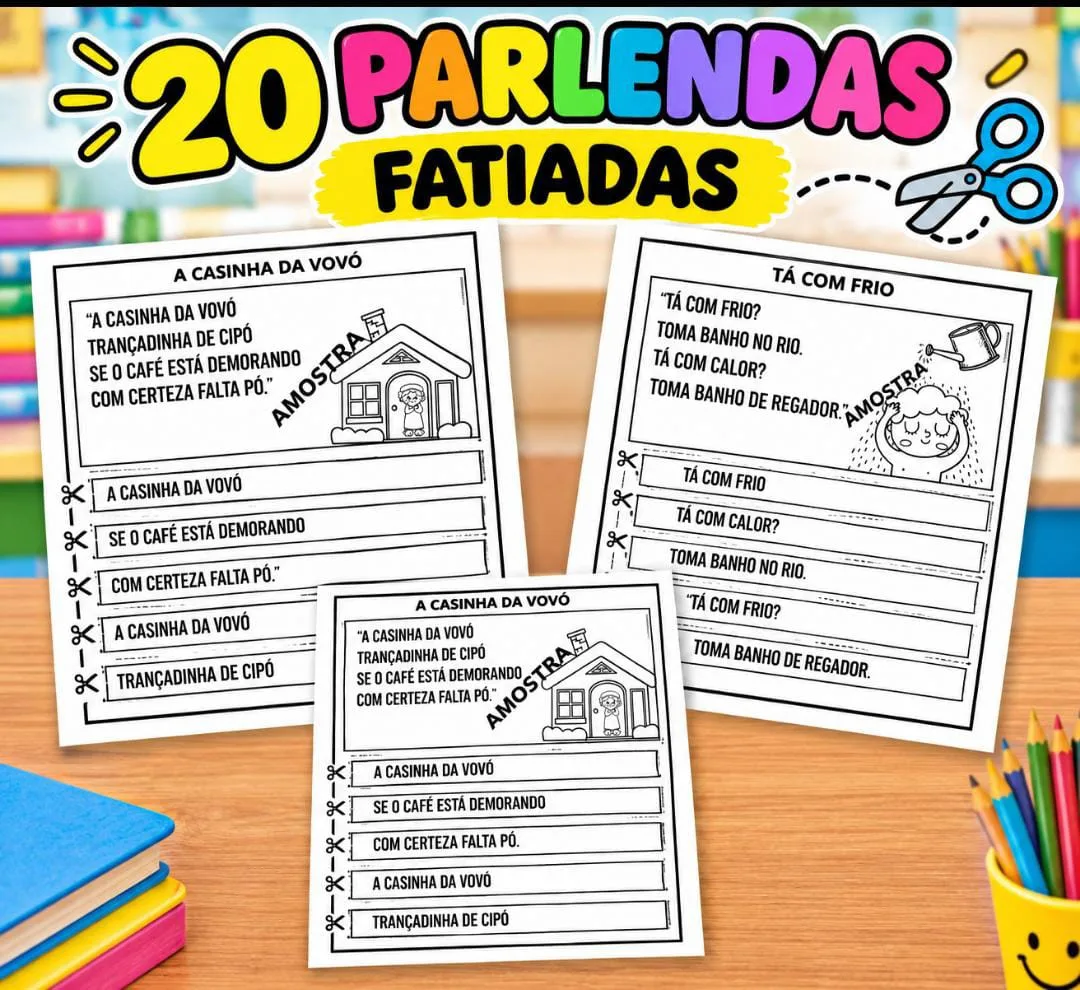 Parlendas fatiadas atividade PDF Ensino fundamental  — imagem 4