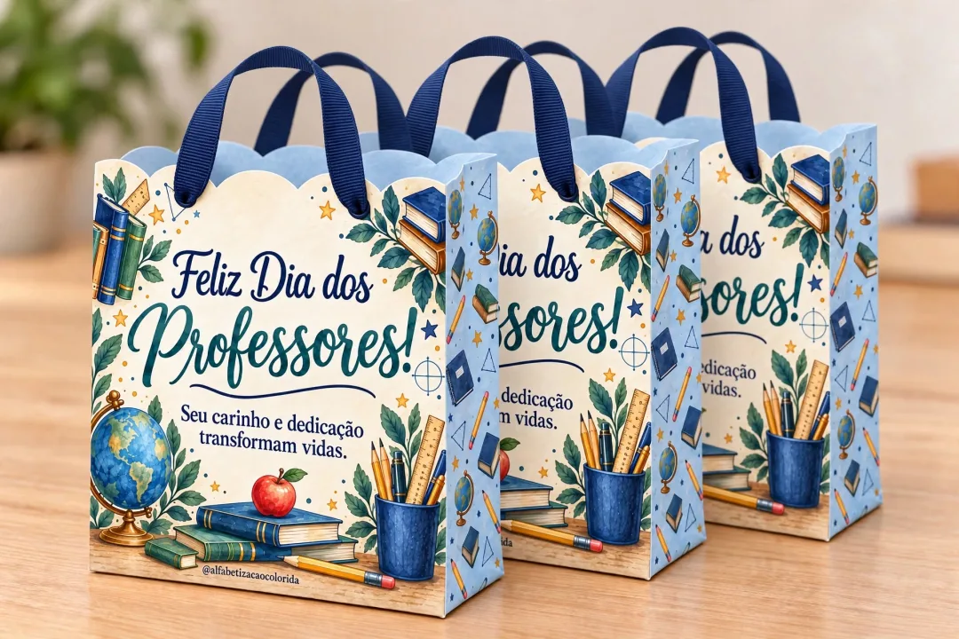 Sacola Dia dos Professores Azul — Mestres| PDF — imagem 2