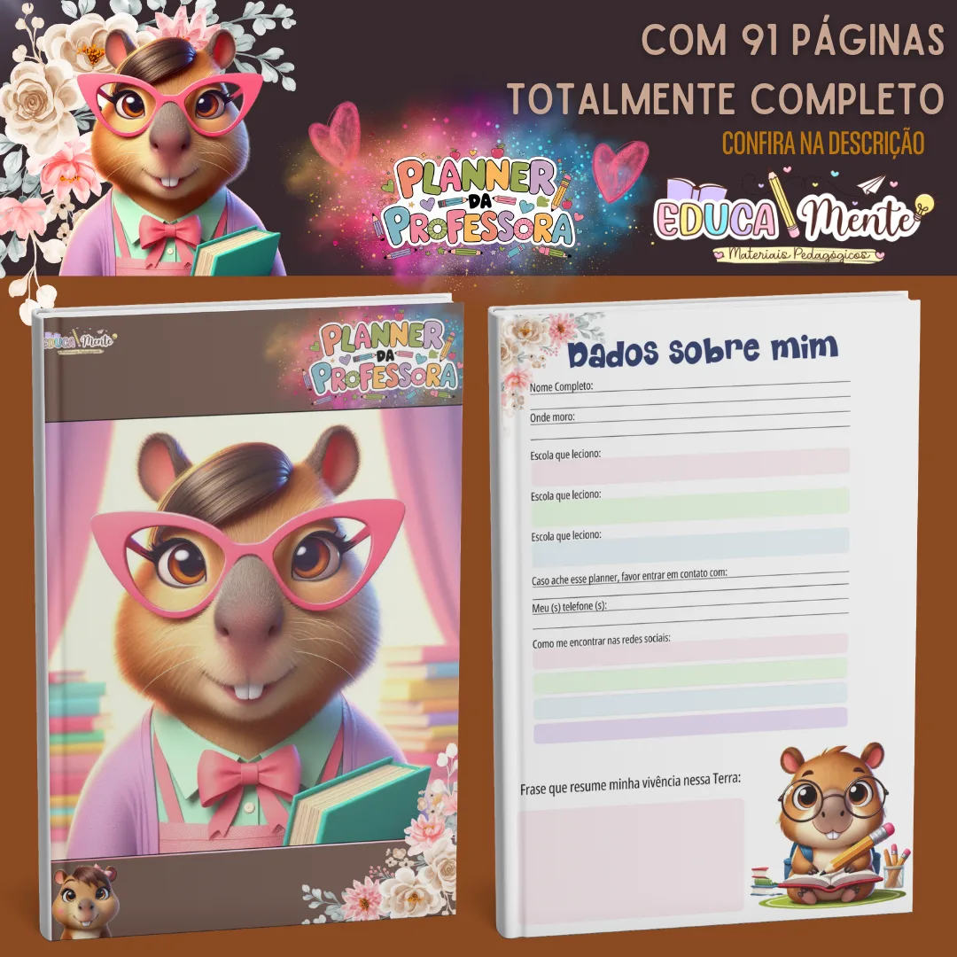 🤎 PLANNER DA PROF. TEMA CAPIVARA 🩷 — imagem 2