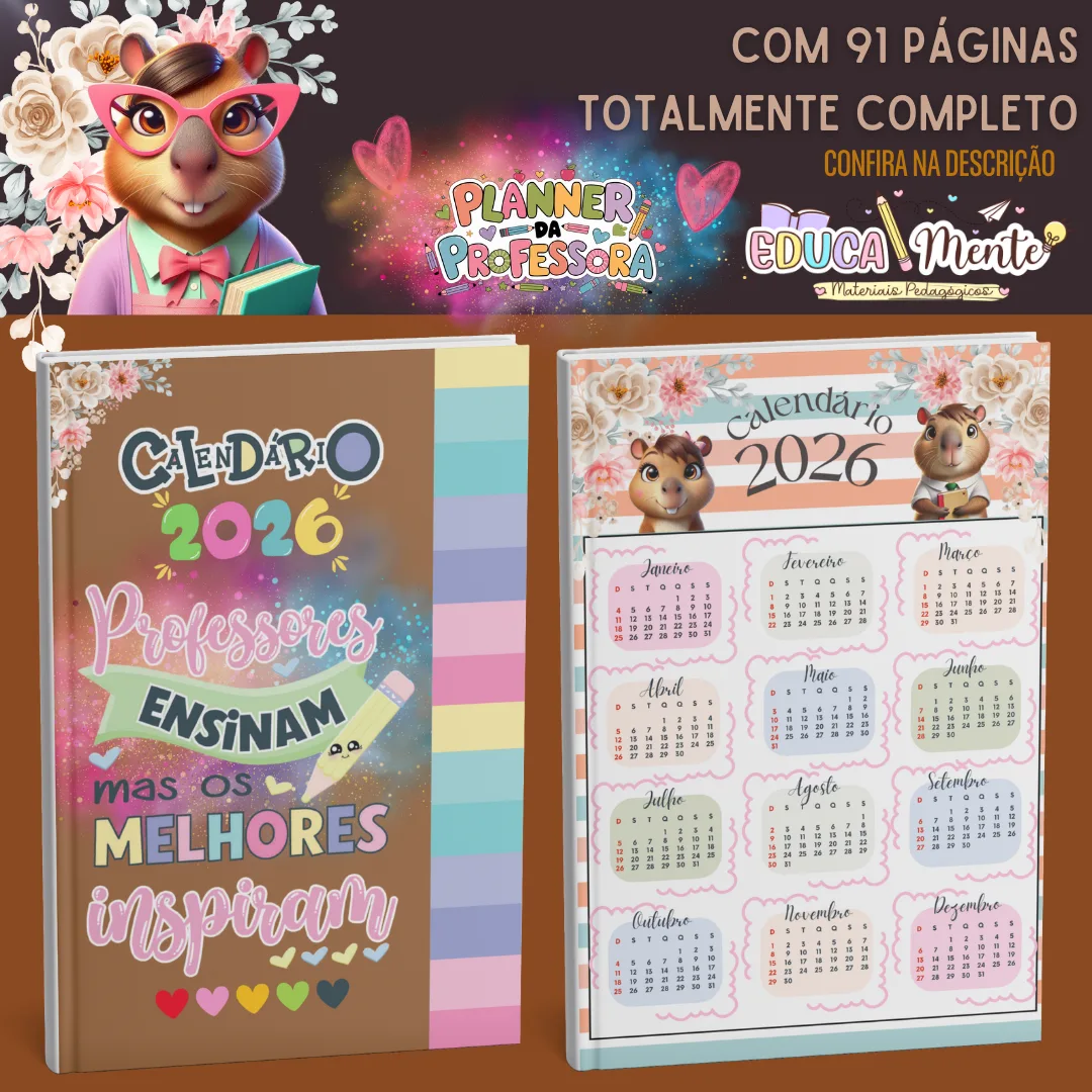 🤎 PLANNER DA PROF. TEMA CAPIVARA 🩷 — imagem 3