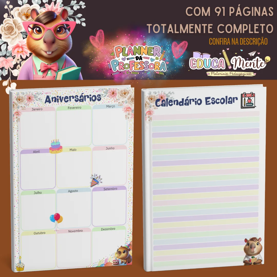 🤎 PLANNER DA PROF. TEMA CAPIVARA 🩷 — imagem 5