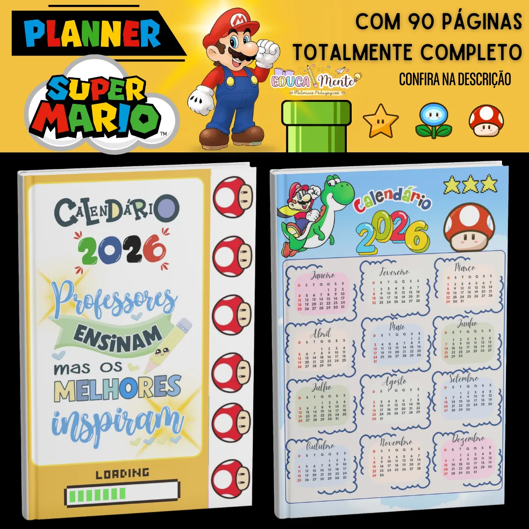 ✨💙 PLANNER DA PROF. TEMA SUPER MARIO ❤️✨ — imagem 3