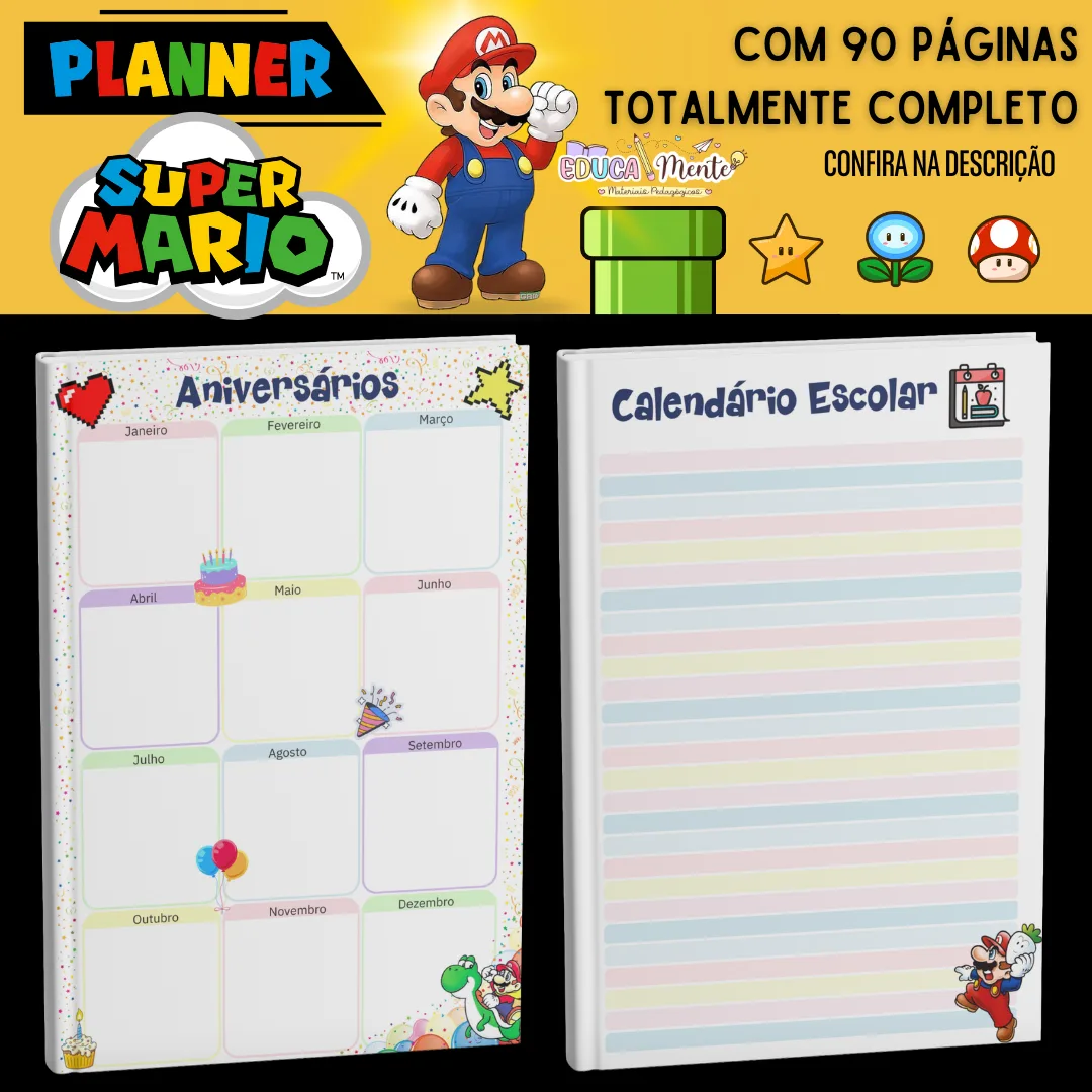 ✨💙 PLANNER DA PROF. TEMA SUPER MARIO ❤️✨ — imagem 5