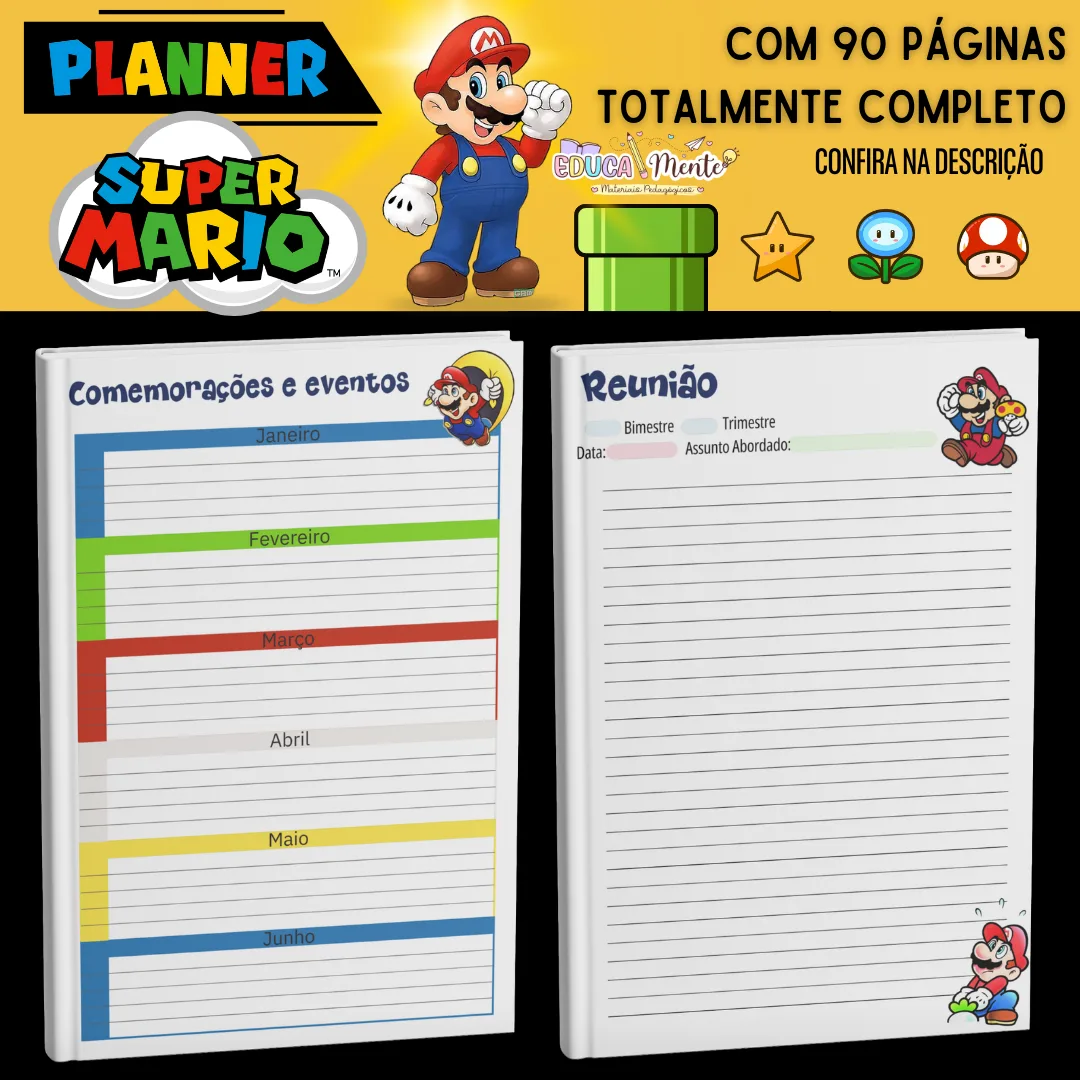 ✨💙 PLANNER DA PROF. TEMA SUPER MARIO ❤️✨ — imagem 6