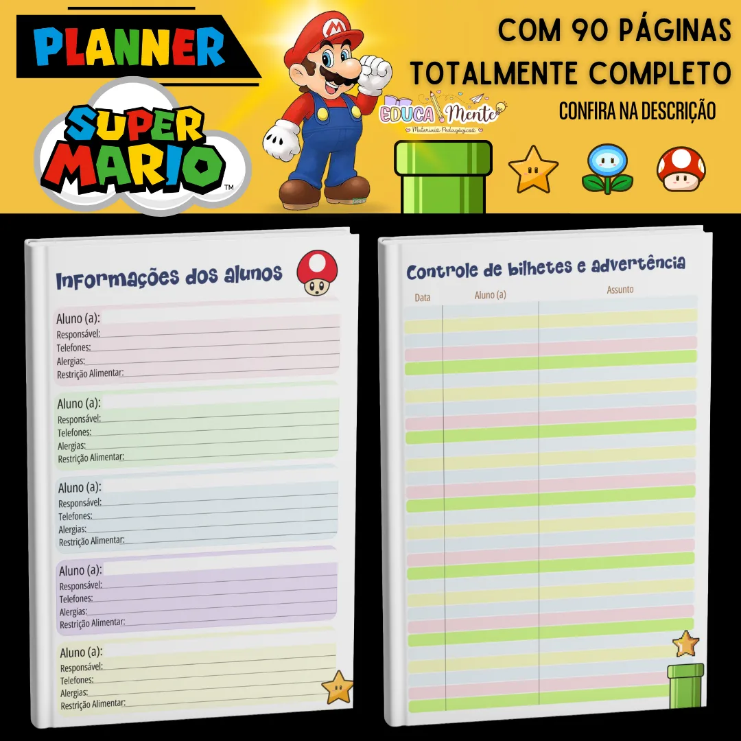 ✨💙 PLANNER DA PROF. TEMA SUPER MARIO ❤️✨ — imagem 7