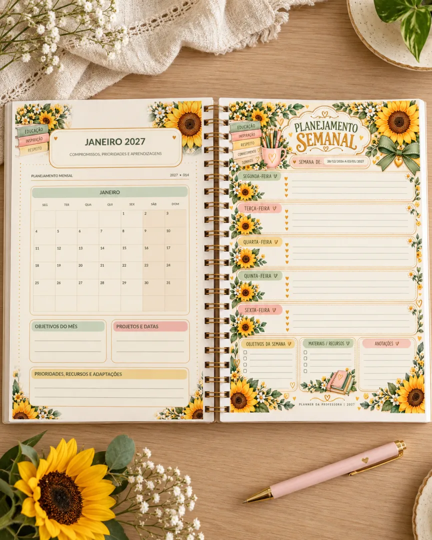 PLANNER DA PROFESSORA 2027 — SEU ANO EM FLORES! ✨🌻 💛 Um novo ano merece um planejamento cheio de organização, carinho  — imagem 5