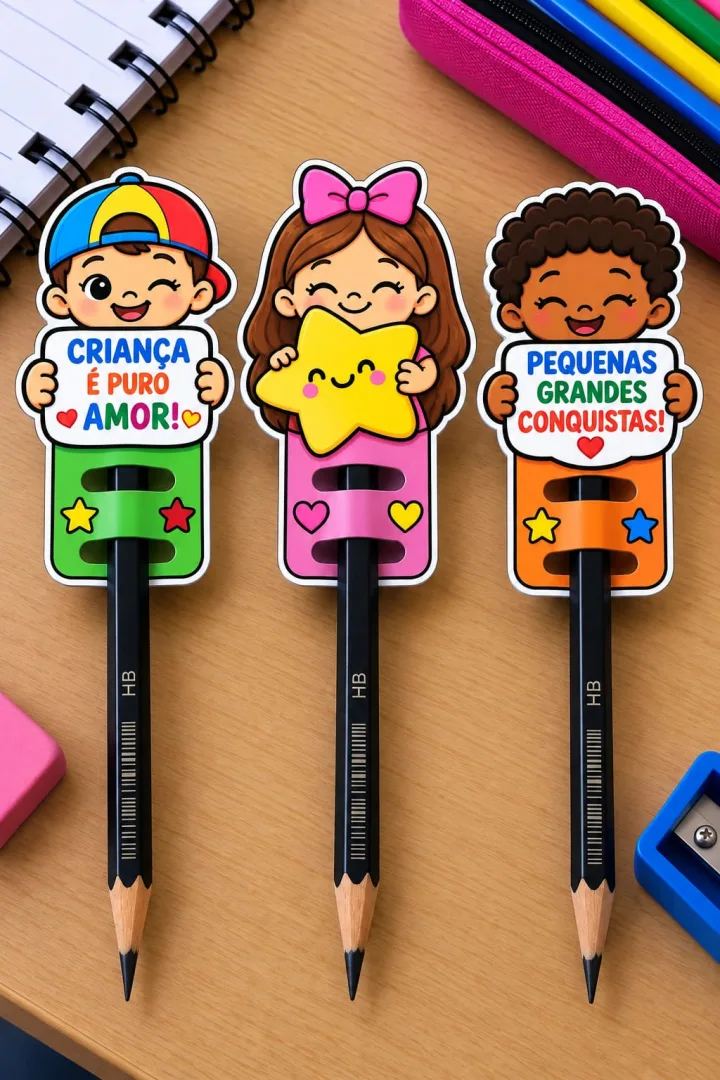 Ponteiras para Lápis – Lembrancinha Dia das Crianças Educação Infantil Em PDF! — imagem 2