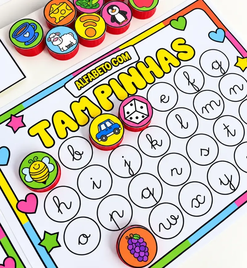 Pranchas Alfabeto com Tampinhas - Letra Bastão e Cursiva — imagem 2