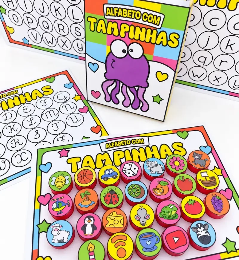 Pranchas Alfabeto com Tampinhas - Letra Bastão e Cursiva — imagem 3
