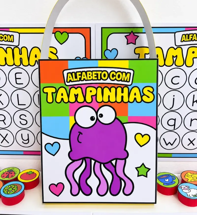 Pranchas Alfabeto com Tampinhas - Letra Bastão e Cursiva — imagem 4