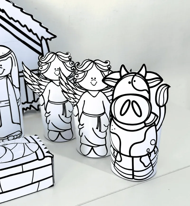 Presépio 3D para Colorir PDF Natal Educação Infantil — imagem 2