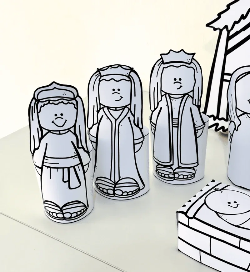 Presépio 3D para Colorir PDF Natal Educação Infantil — imagem 3