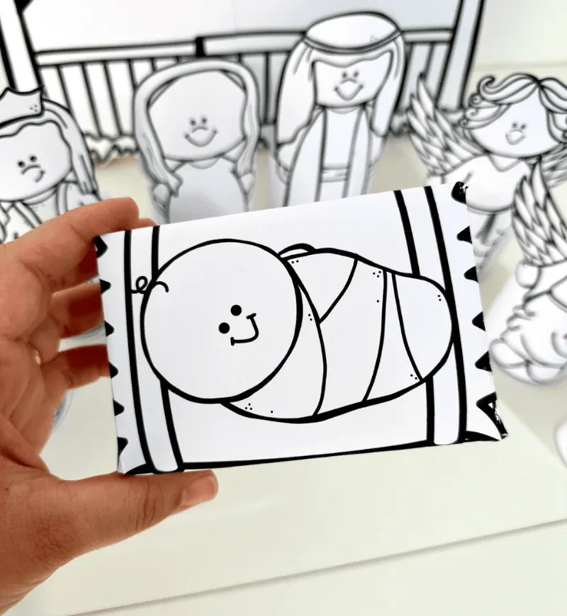 Presépio 3D para Colorir PDF Natal Educação Infantil — imagem 4