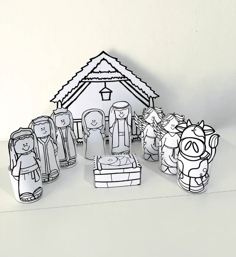 Presépio 3D para Colorir PDF Natal Educação Infantil — imagem 5