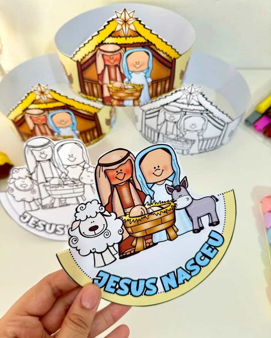  Presépio Dançante e Coroa de Natal Colorida e para Colorir — imagem 2