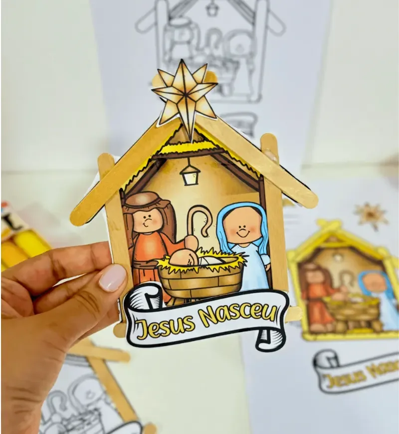 Presépio de Palitos Natal PDF Educação Infantil — imagem 5