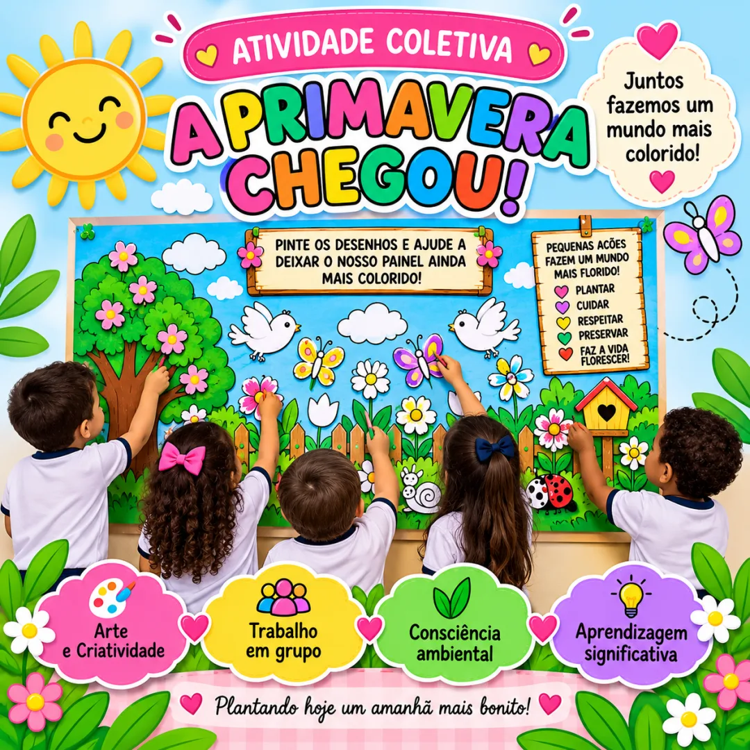Primavera Chegou Painel Colaborativo Educação Infantil em PDF — imagem 3