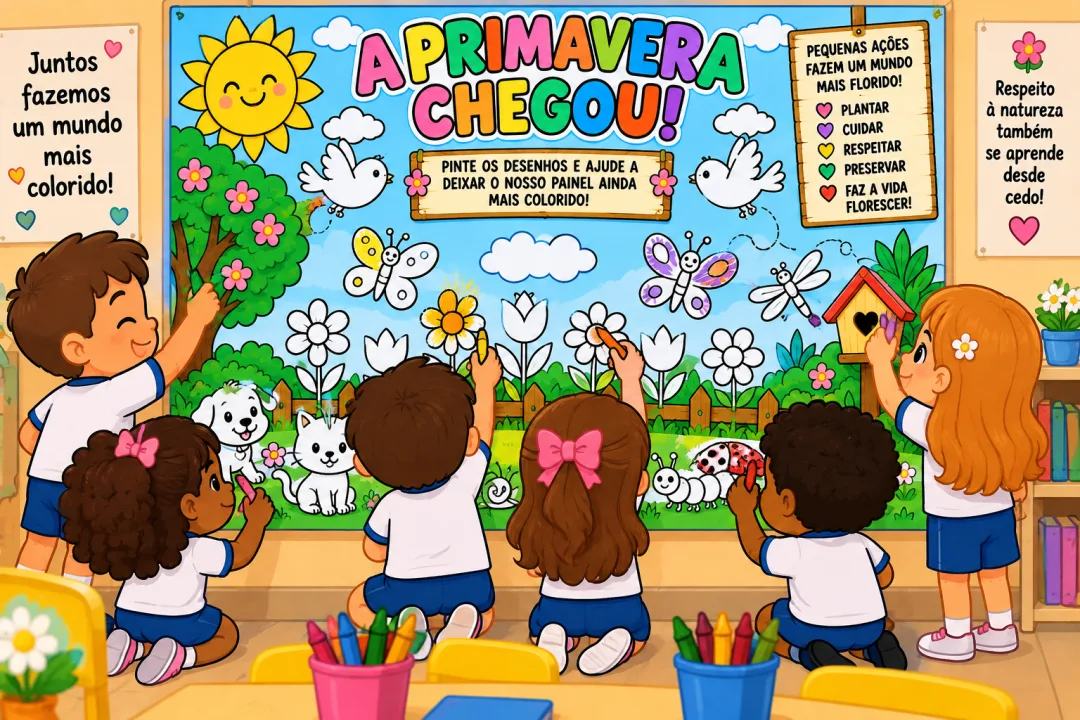 Primavera Chegou Painel Colaborativo Educação Infantil em PDF — imagem 4