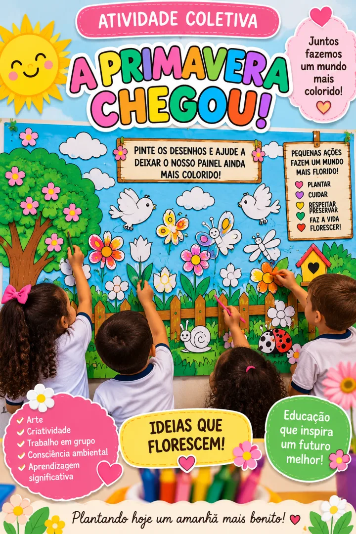 Primavera Chegou Painel Colaborativo Educação Infantil em PDF — imagem 6