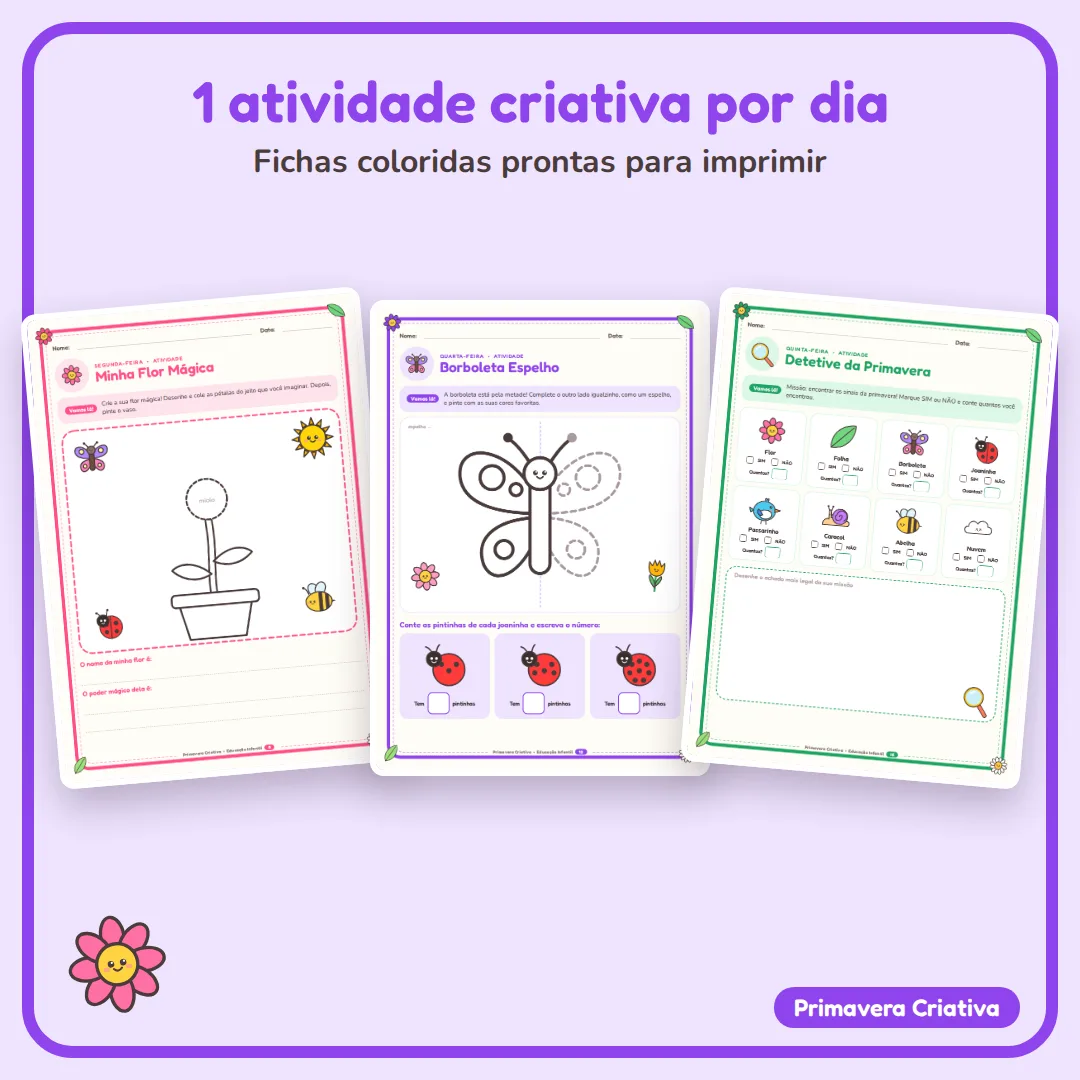 Primavera Criativa: Planejamento Semanal + 5 Atividades para Educação Infantil (4 e 5 anos) BNCC em PDF — imagem 4