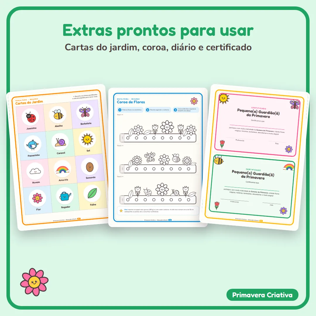 Primavera Criativa: Planejamento Semanal + 5 Atividades para Educação Infantil (4 e 5 anos) BNCC em PDF — imagem 5