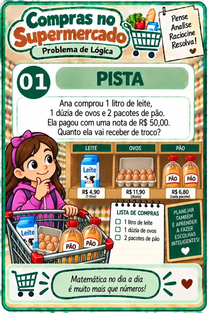3, 4, 5 anos - Problemas matemáticos- Compras no supermercados jogo de cartas para PDF — imagem 2