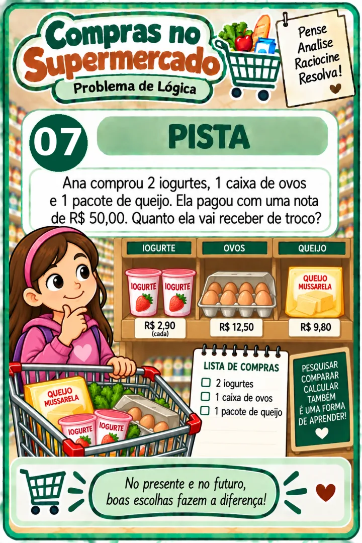 3, 4, 5 anos - Problemas matemáticos- Compras no supermercados jogo de cartas para PDF — imagem 3